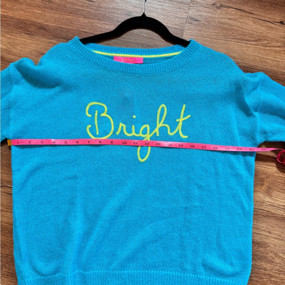 Lilly Pulitzer Turquoise Charlton Crewneck Sweater with Yellow Bright Sz M NWT - Picture 5 of 9
